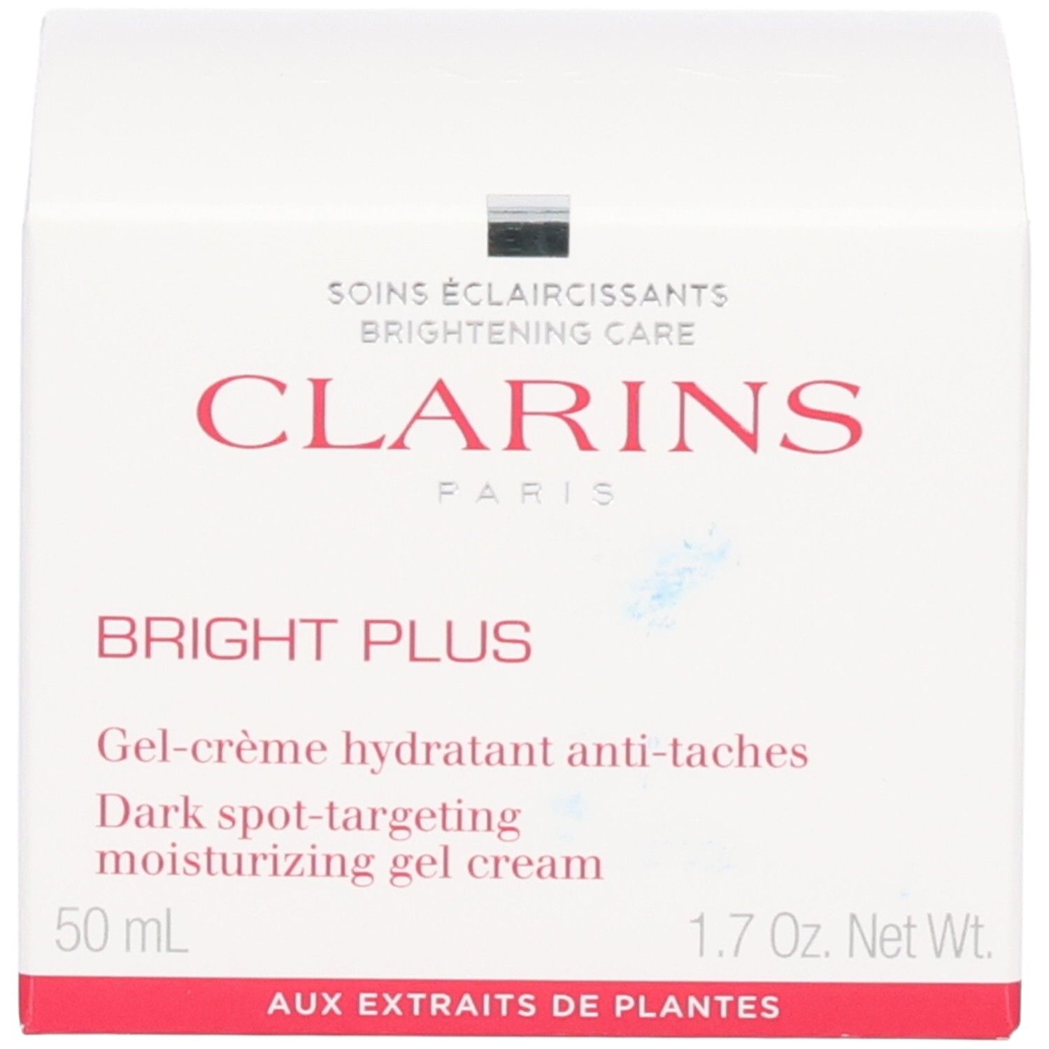 Clarins Bright Plus hydraterende gel-crème tegen vlekken, met doos.
