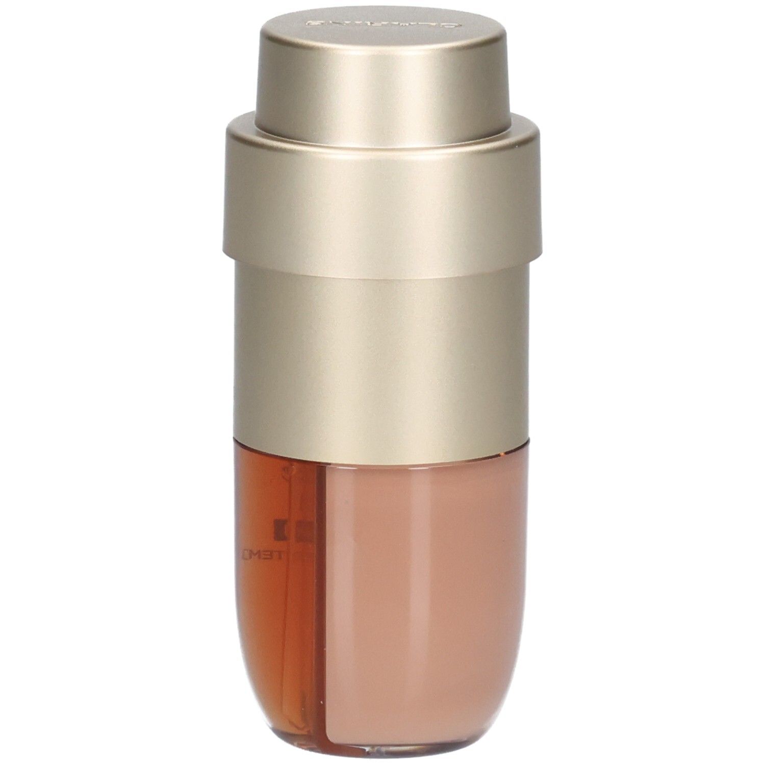 Clarins Double Serum Foundation M3C, een kamer met gouden foundation, de andere met serum.