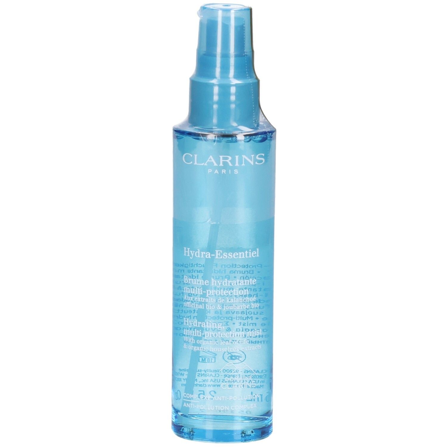 Clarins Hydra-Essentiel Brume Hydratante Multi-Protection flacon pompe.