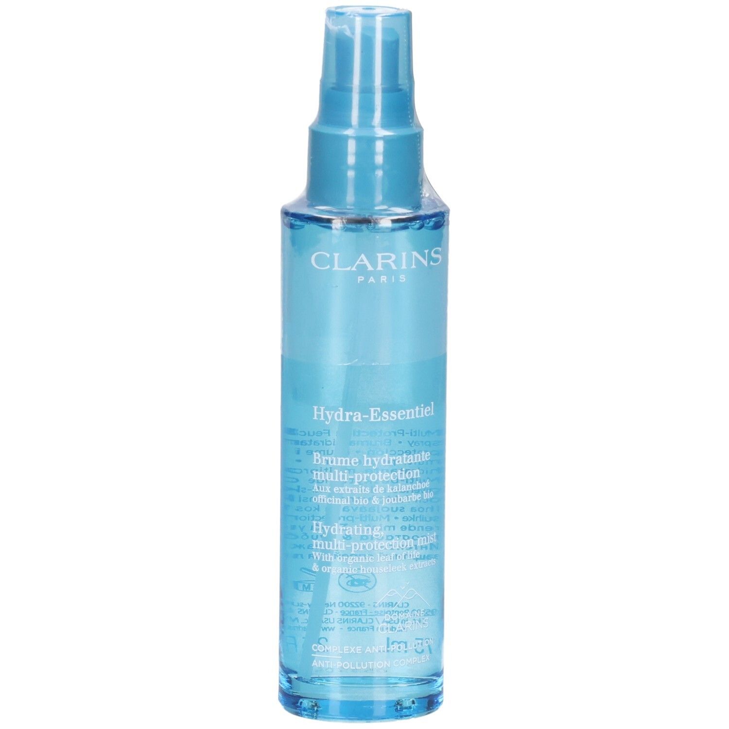 Clarins Hydra-Essentiel Brume Hydratante Multi-Protection flacon pompe.