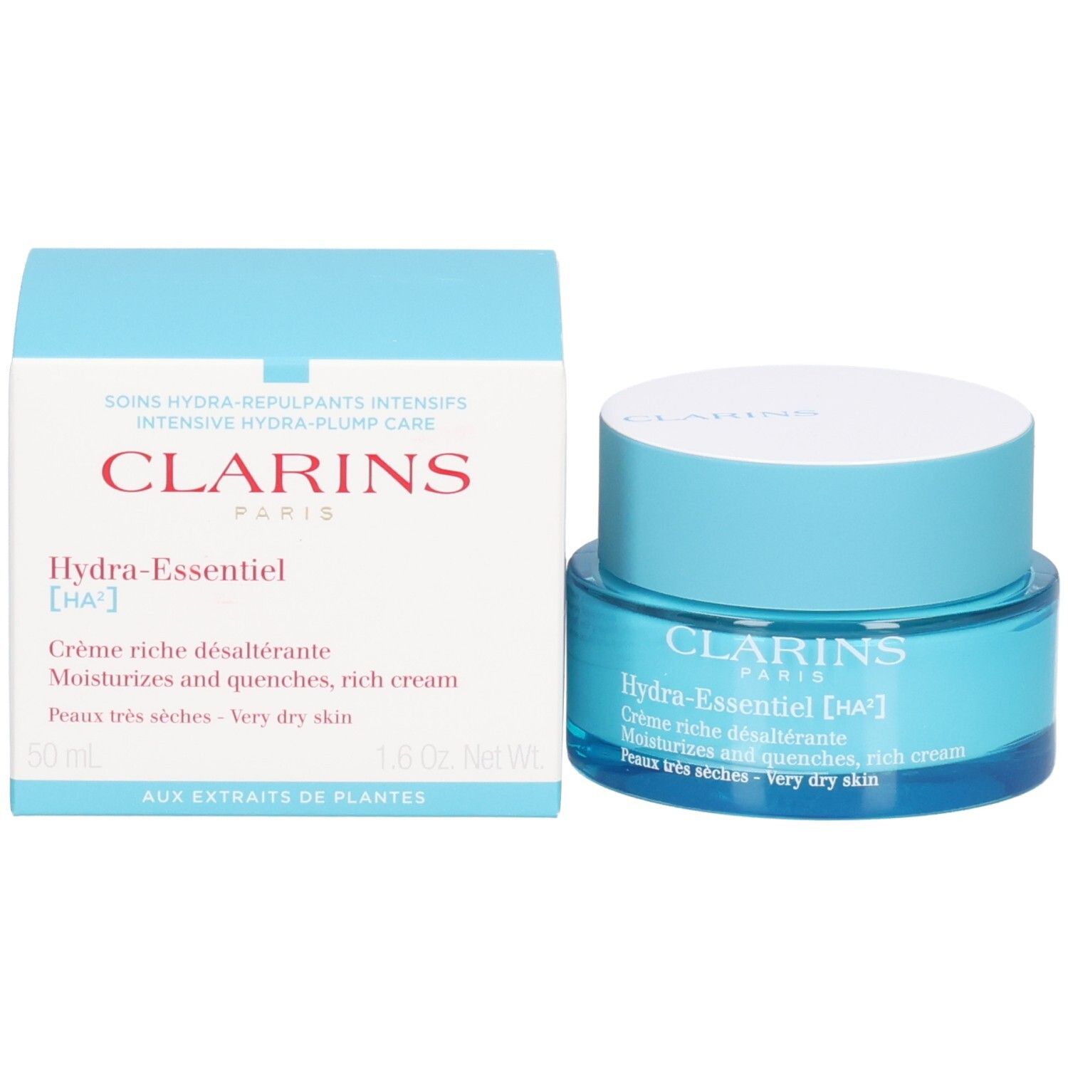 Clarins Hydra-Essentiel Rijke Crème en verpakking, 50ml.