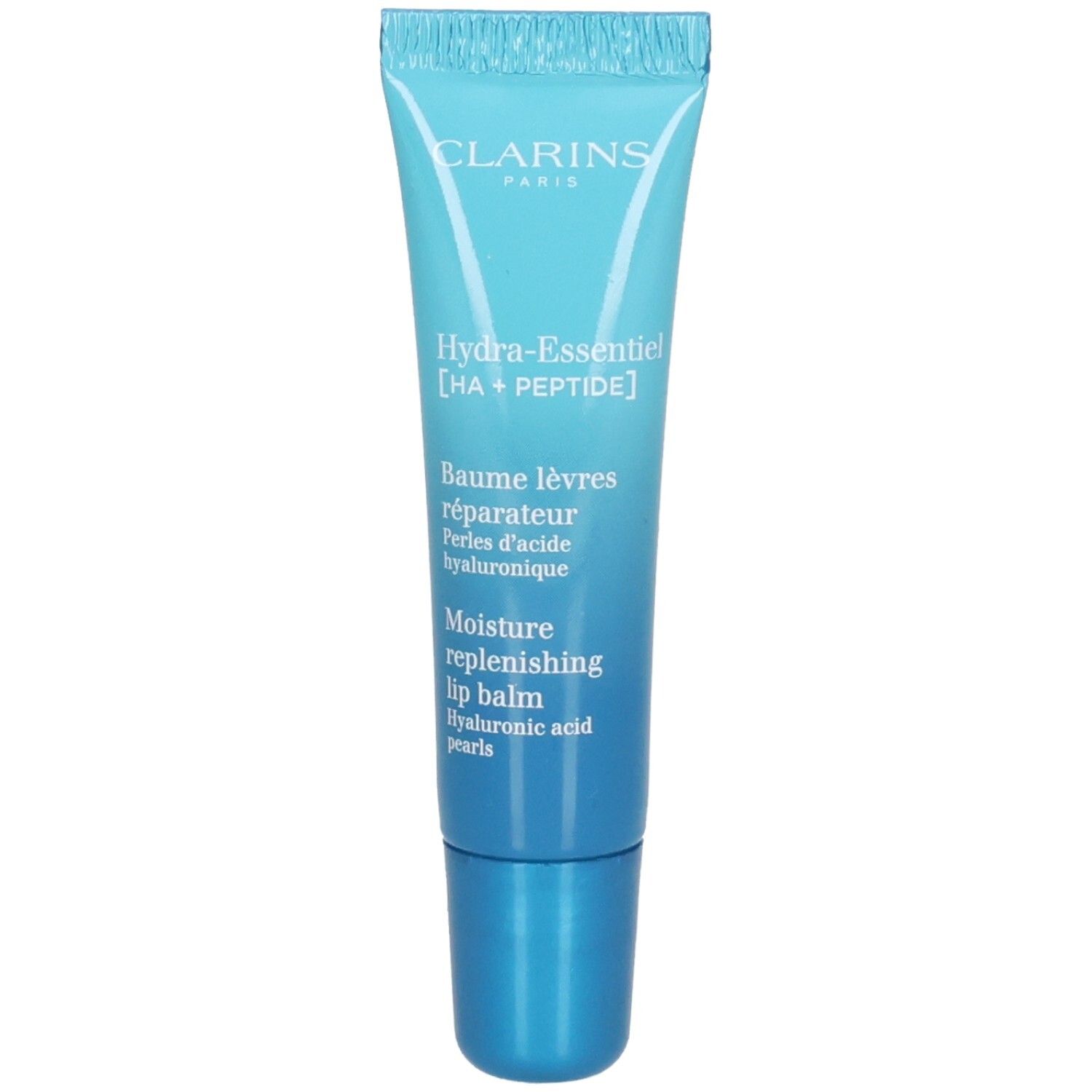 Clarins Hydra-Essentiel lippenbalsem tube met blauwe dop.