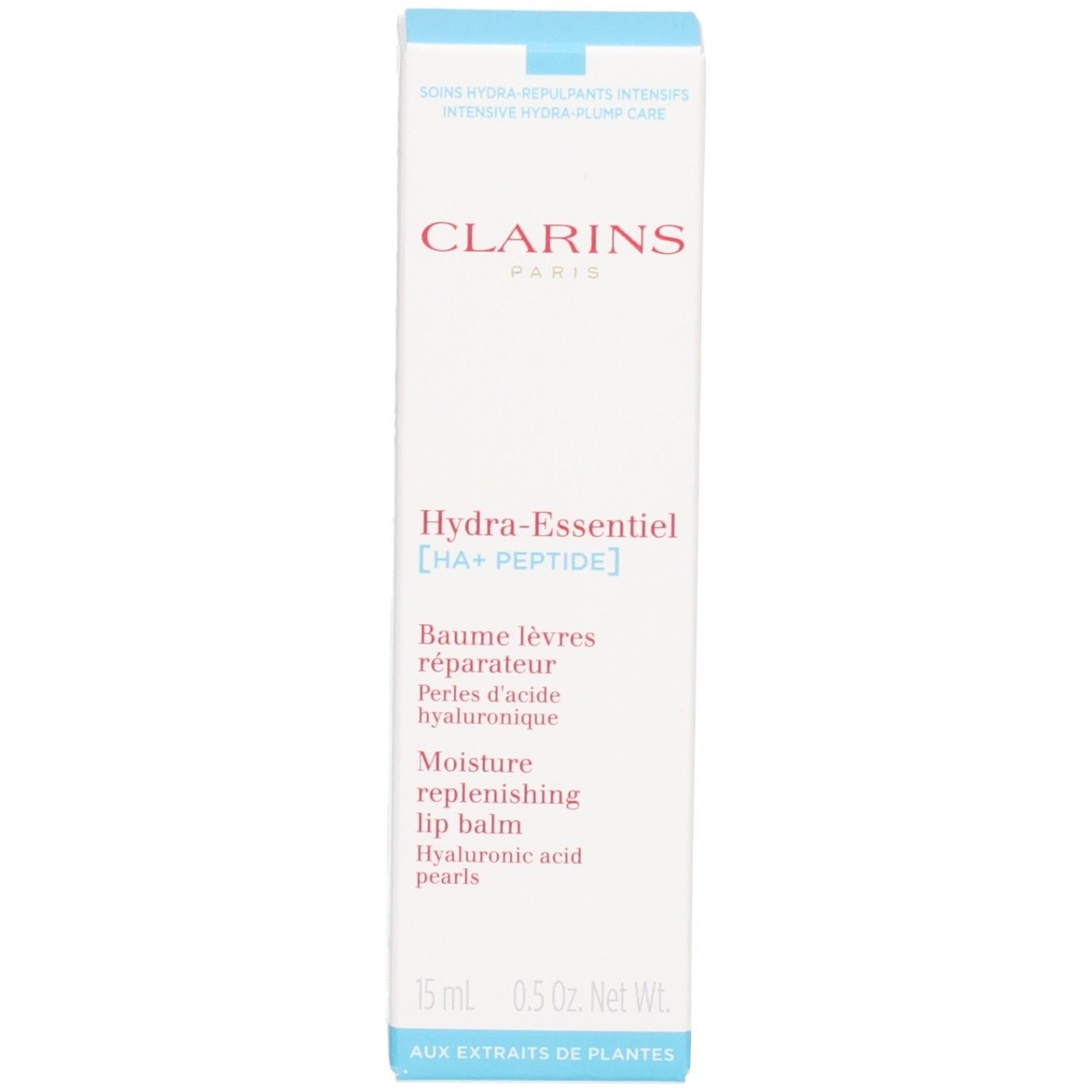 Clarins Hydra-Essentiel lippenbalsem doosje, voorkant.