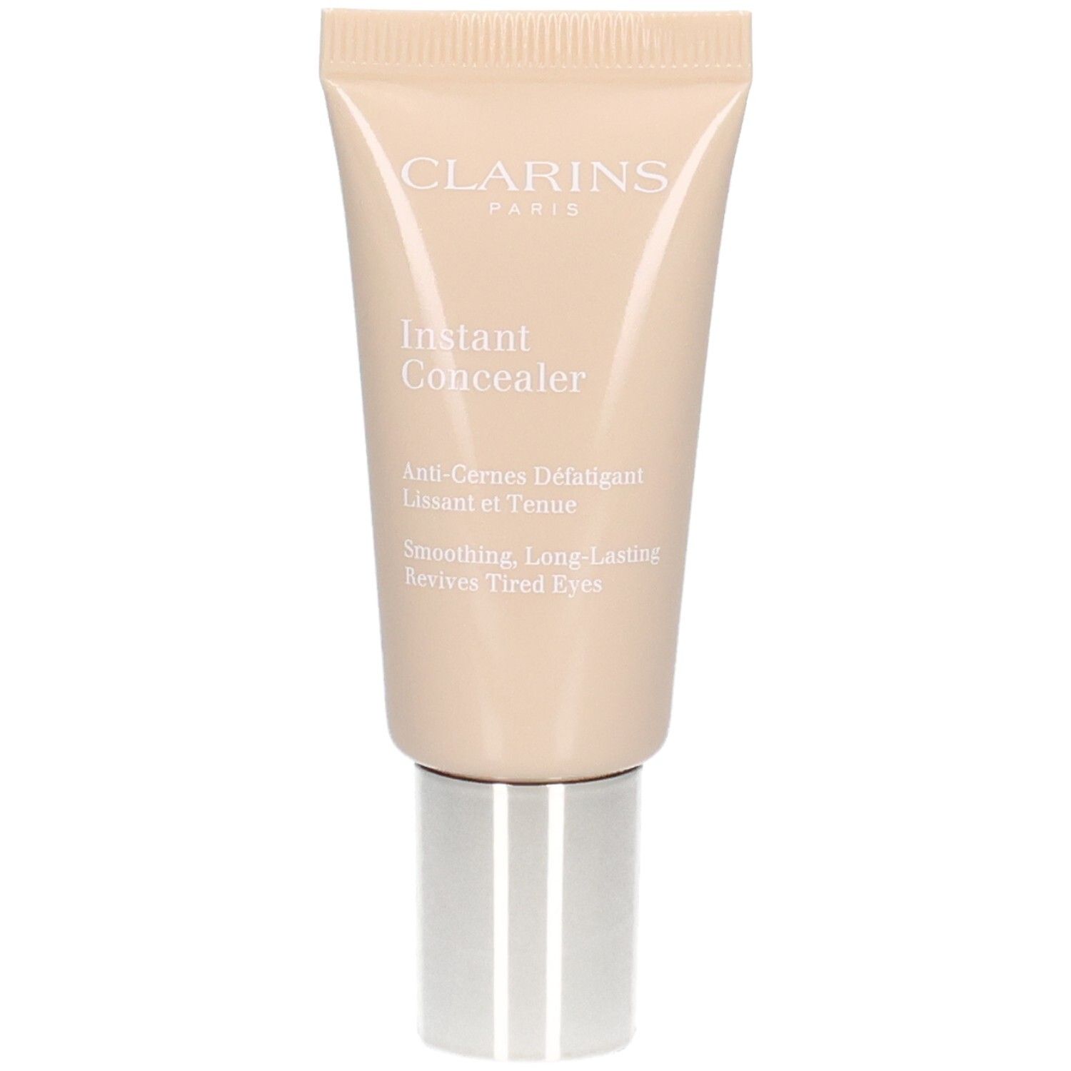 Clarins Instant Concealer, Nr. 02, in een lichtbeige tube met zilveren dop.