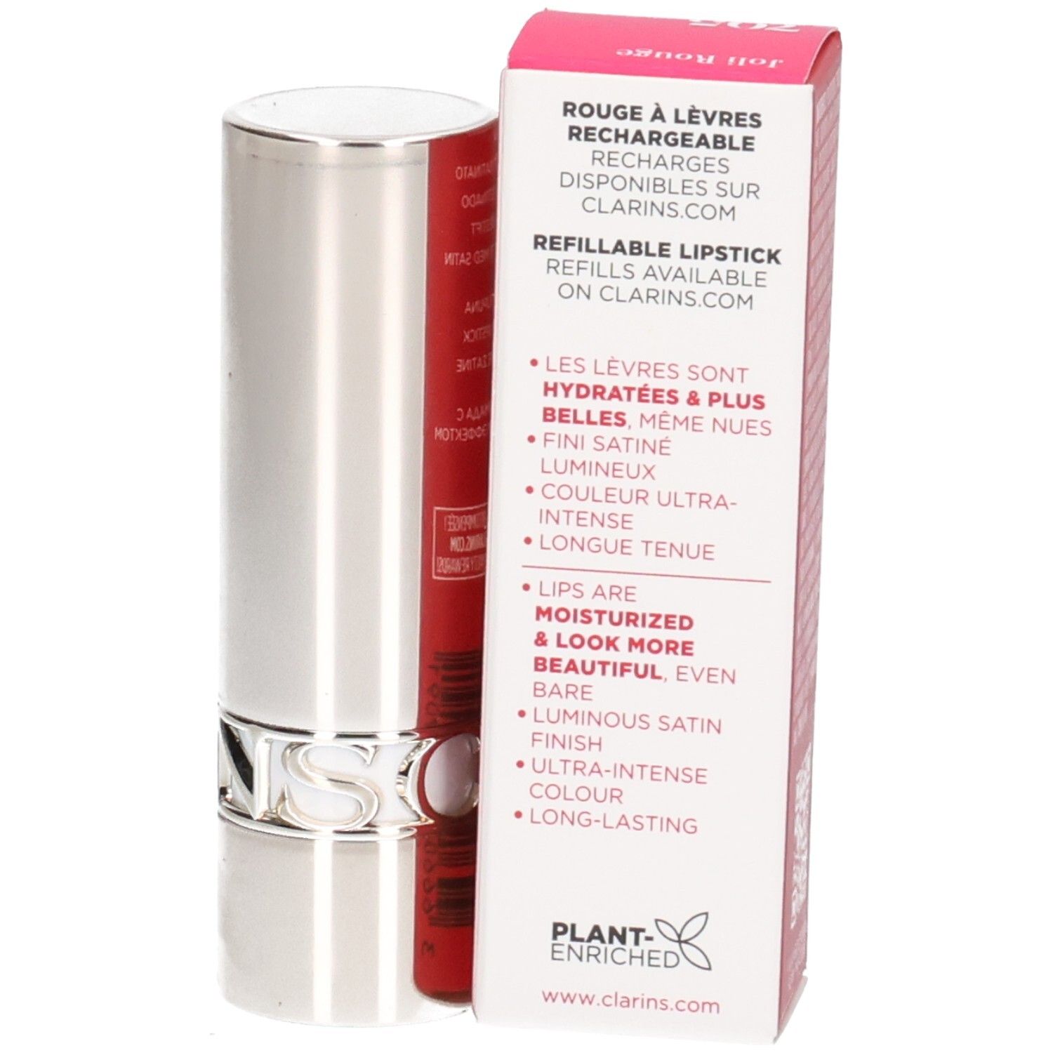Rouge à Lèvres Satin Clarins 705 Soft Berry rechargeable, avec boîte.