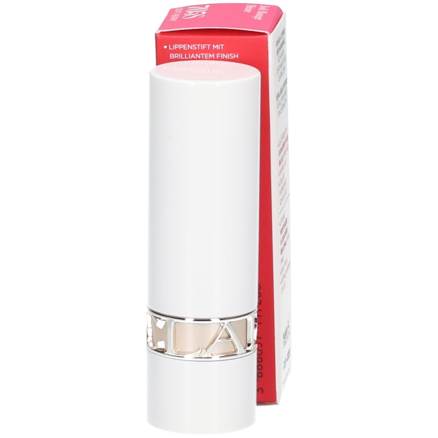 Rouge à lèvres Joli Rouge Shine 705S Soft Berry Clarins, rouge à lèvres blanc dans son étui avec emballage.