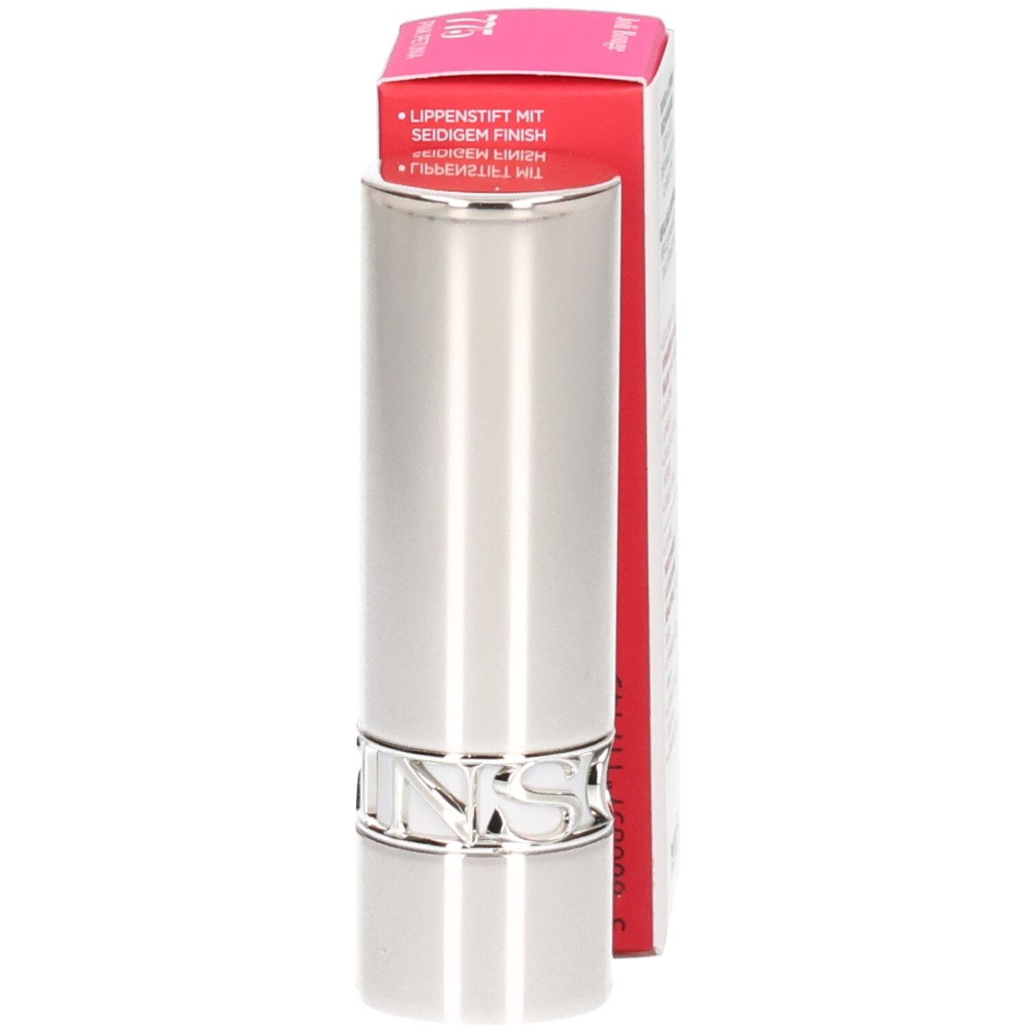 Clarins Joli Rouge lipstick 775 Pink Petunia, zilveren huls met logo.