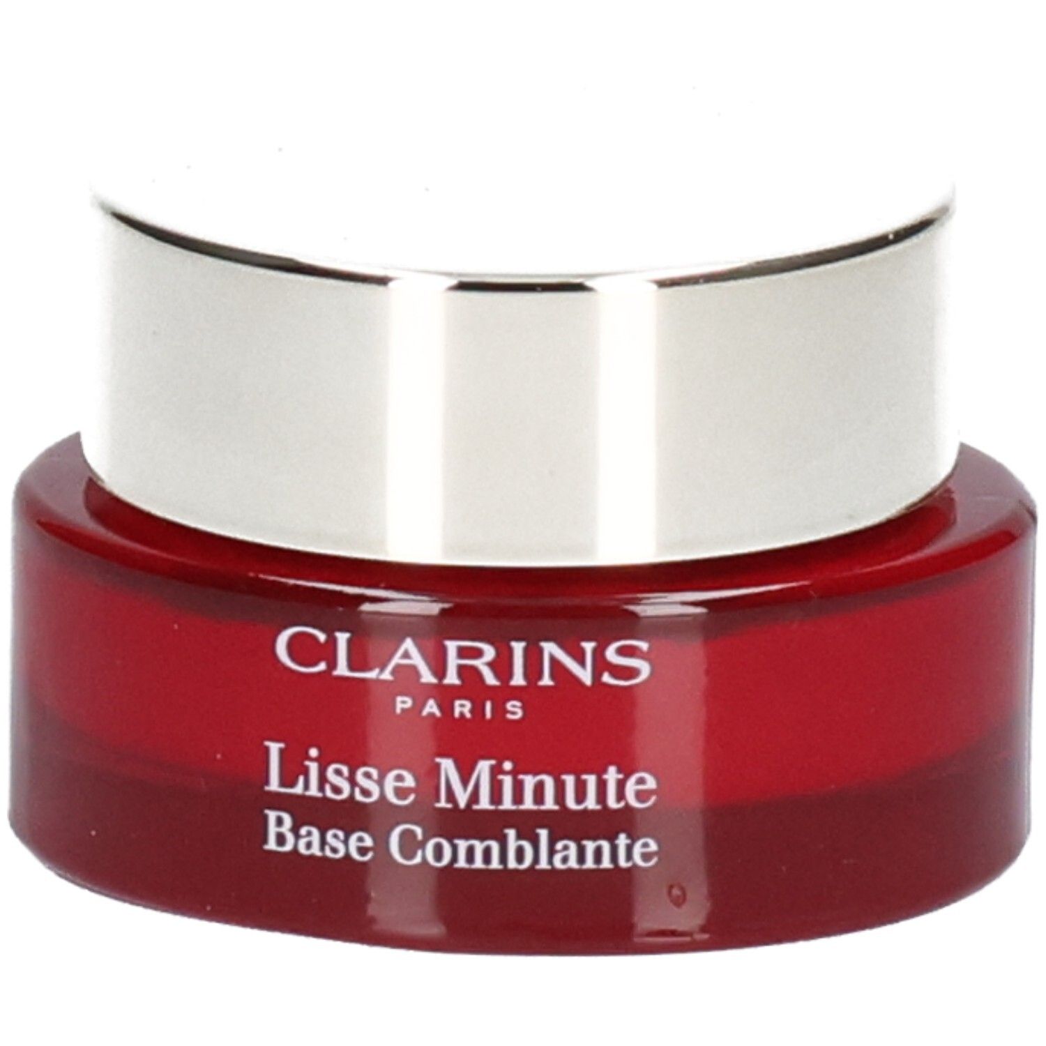 Clarins Lisse Minute Base Comblante potje met zilveren deksel.