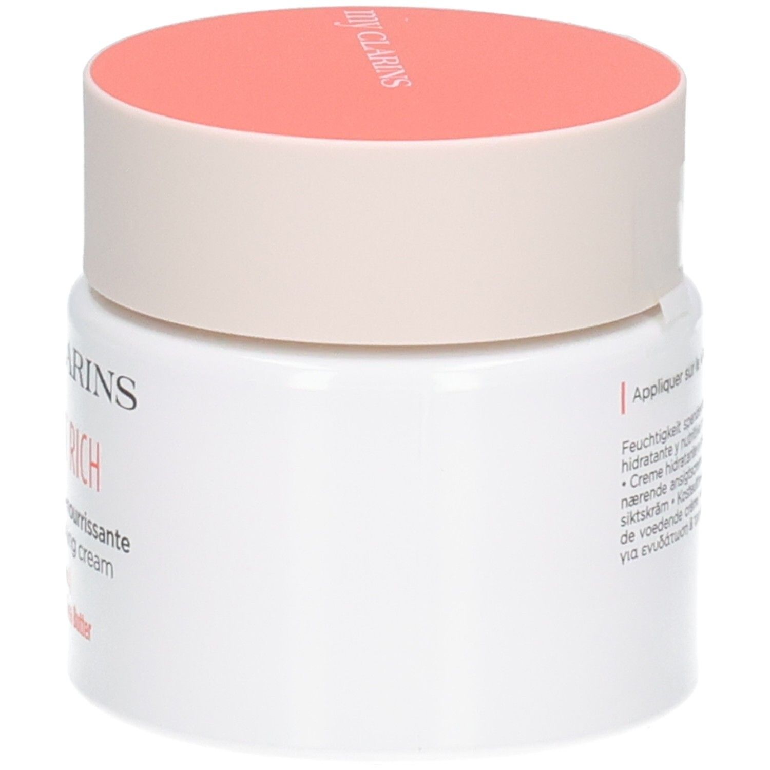 Clarins Re-Boost Rich Crème: Zijaanzicht van de pot met oranje deksel.