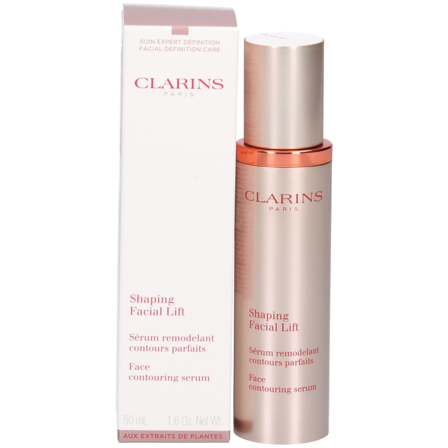 Flacon Clarins avec pompe et boîte, Sérum Shaping Facial Lift.
