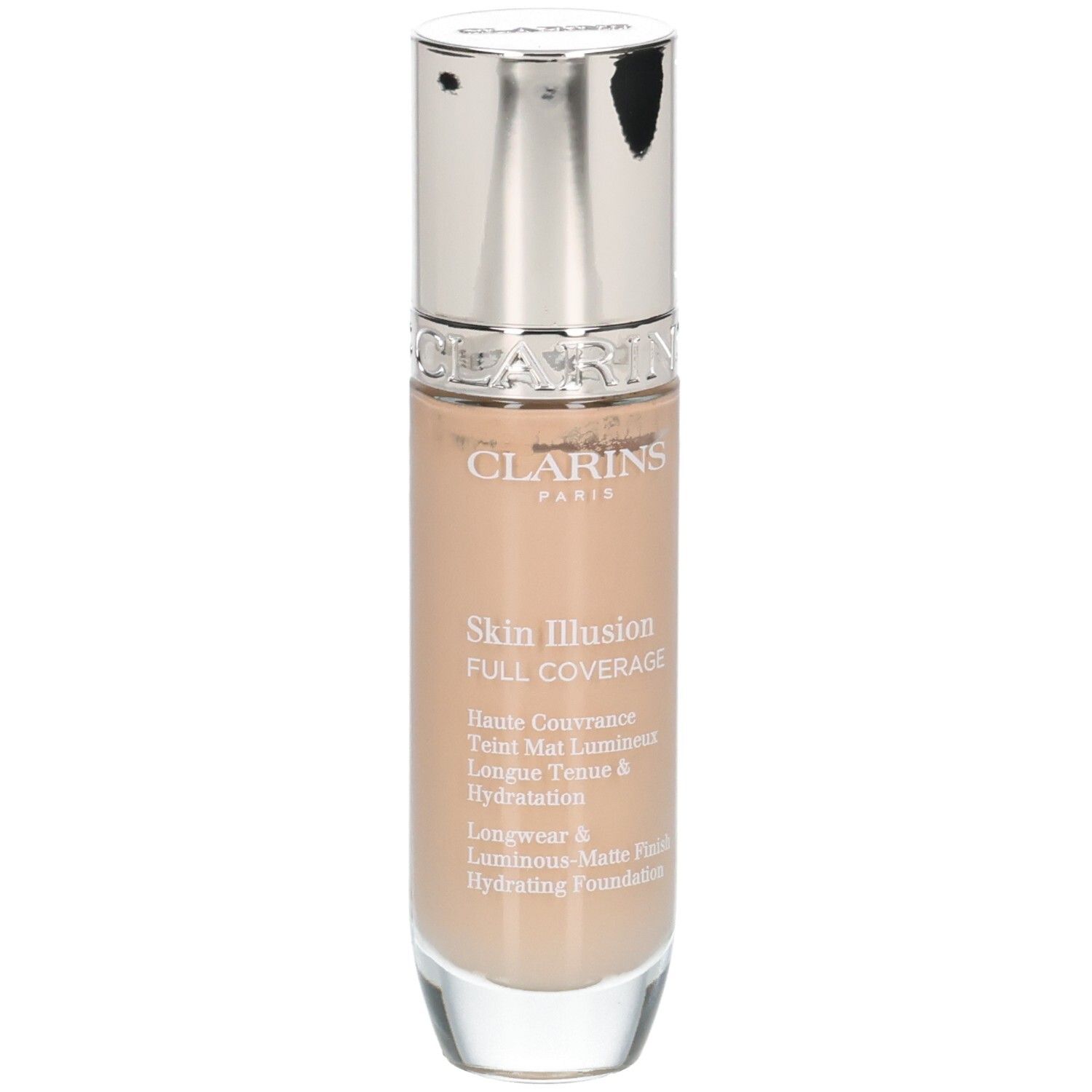 Fond de teint Clarins Skin Illusion Full Coverage, teinte 108.3N, en flacon.
