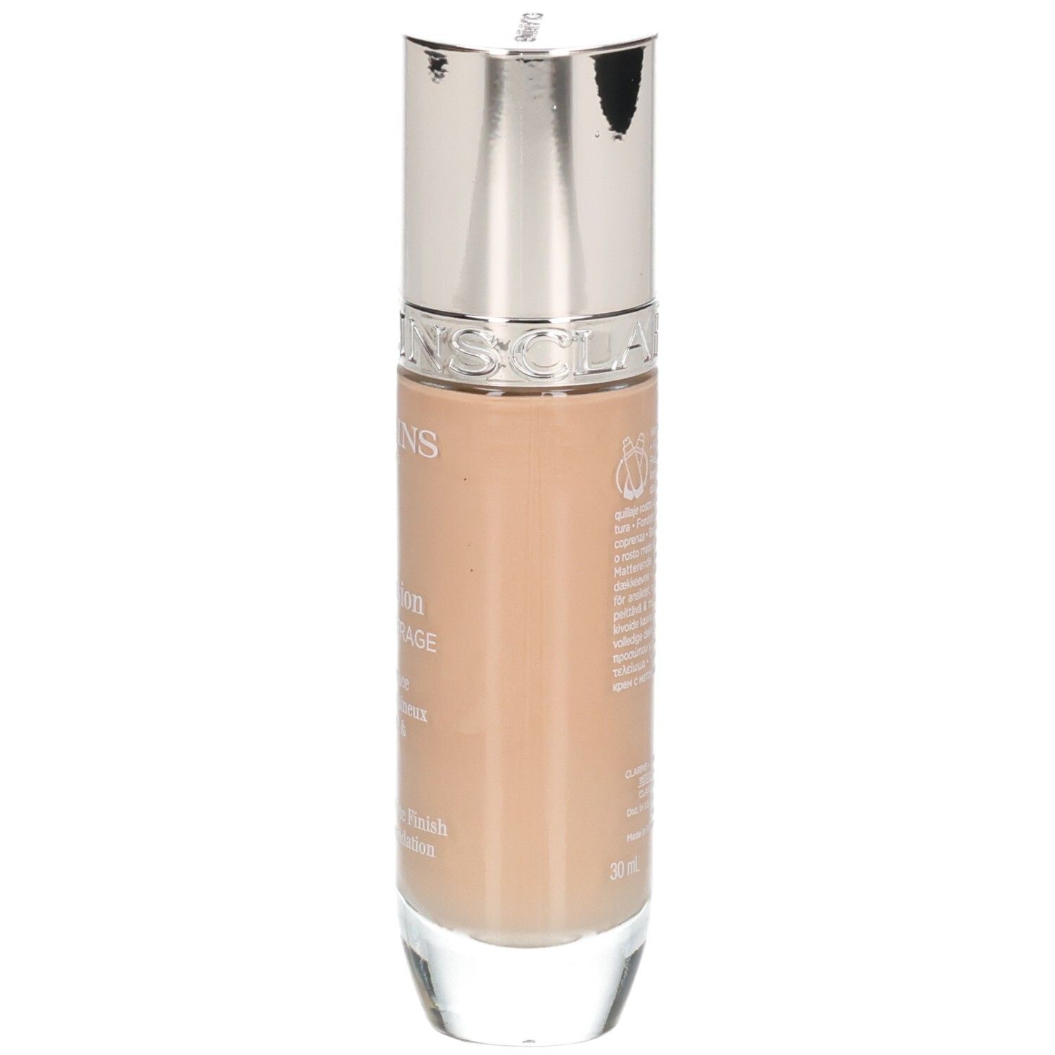 Fond de teint Clarins Skin Illusion Full Coverage, vue latérale de la bouteille.
