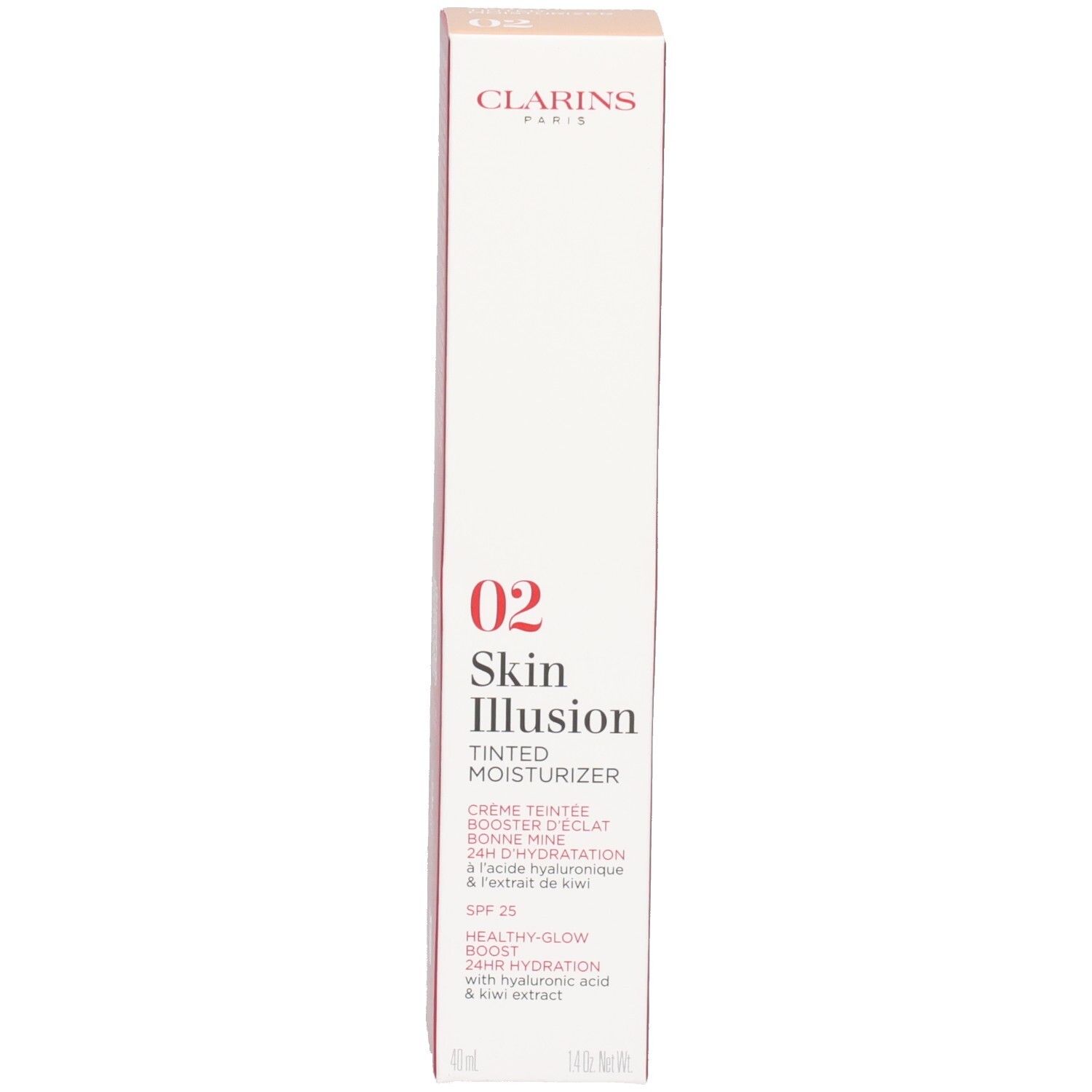 Verpakking van de Clarins Skin Illusion getinte hydraterende crème SPF 25.