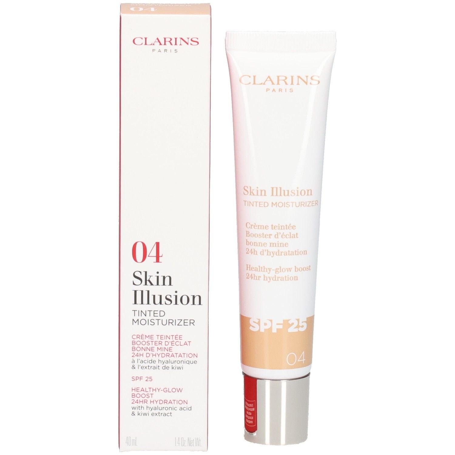 Clarins Skin Illusion crème teintée hydratante SPF 25, teinte 04, avec boîte.