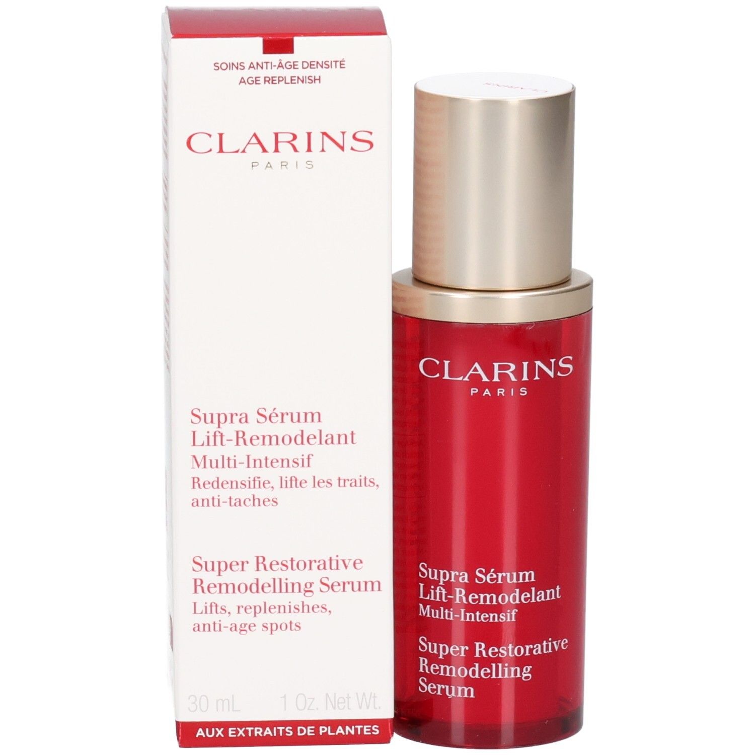 Clarins Supra Sérum Lift-Remodelant flesje en doosje, 30 ml.
