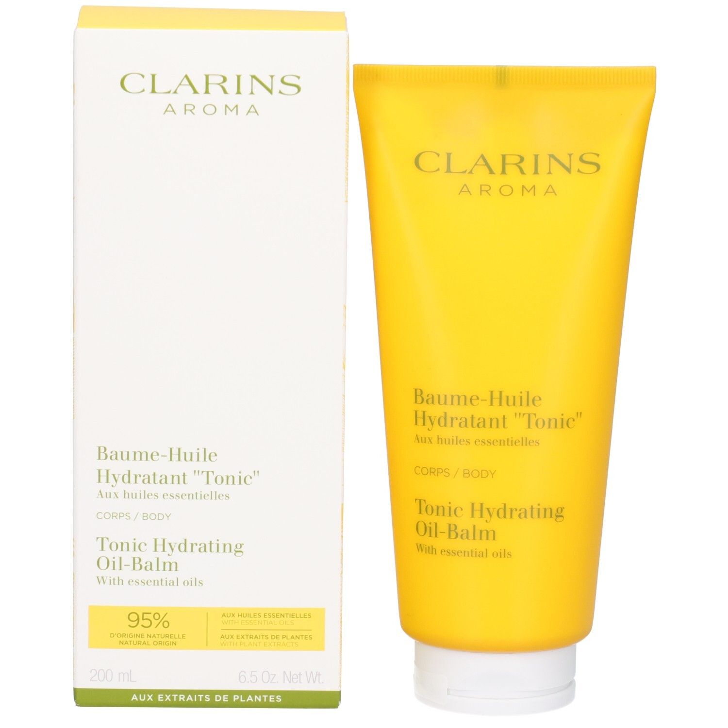 Tube et emballage du Baume-Huile Hydratant "Tonic" Clarins.