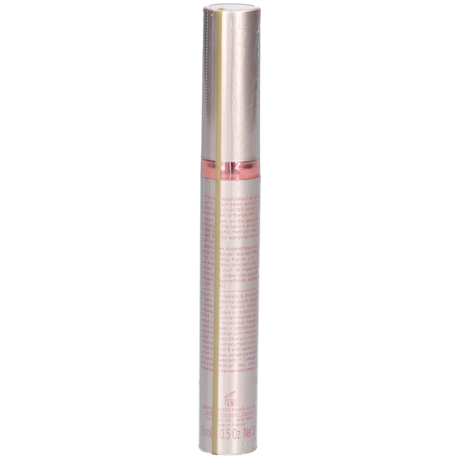 Sérum Clarins V Shaping Facial Lift, vue latérale avec texte.