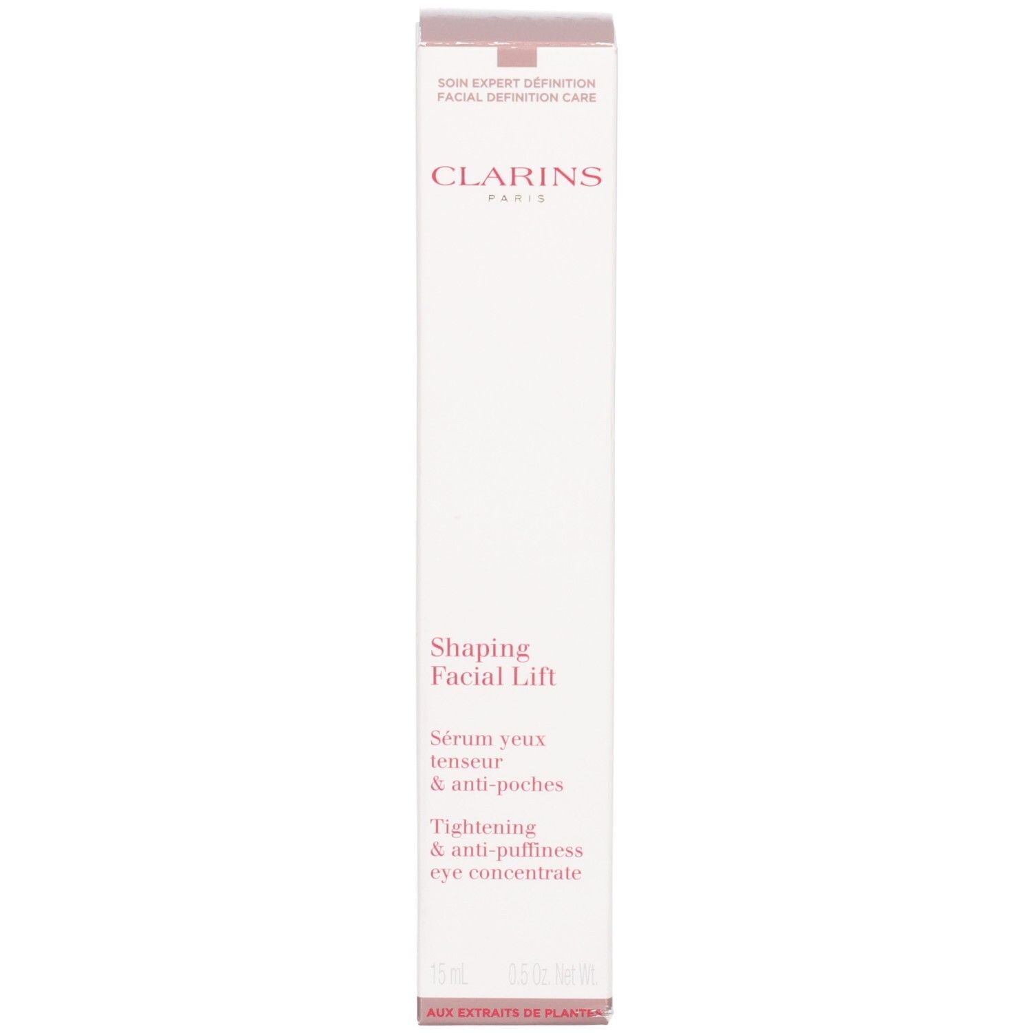 Emballage Clarins V Shaping Facial Lift avec texte.