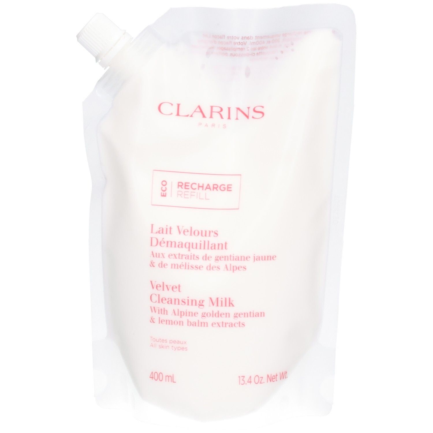 Clarins navulverpakking Fluweelzachte Make-up Remover Melk, 400 ml.