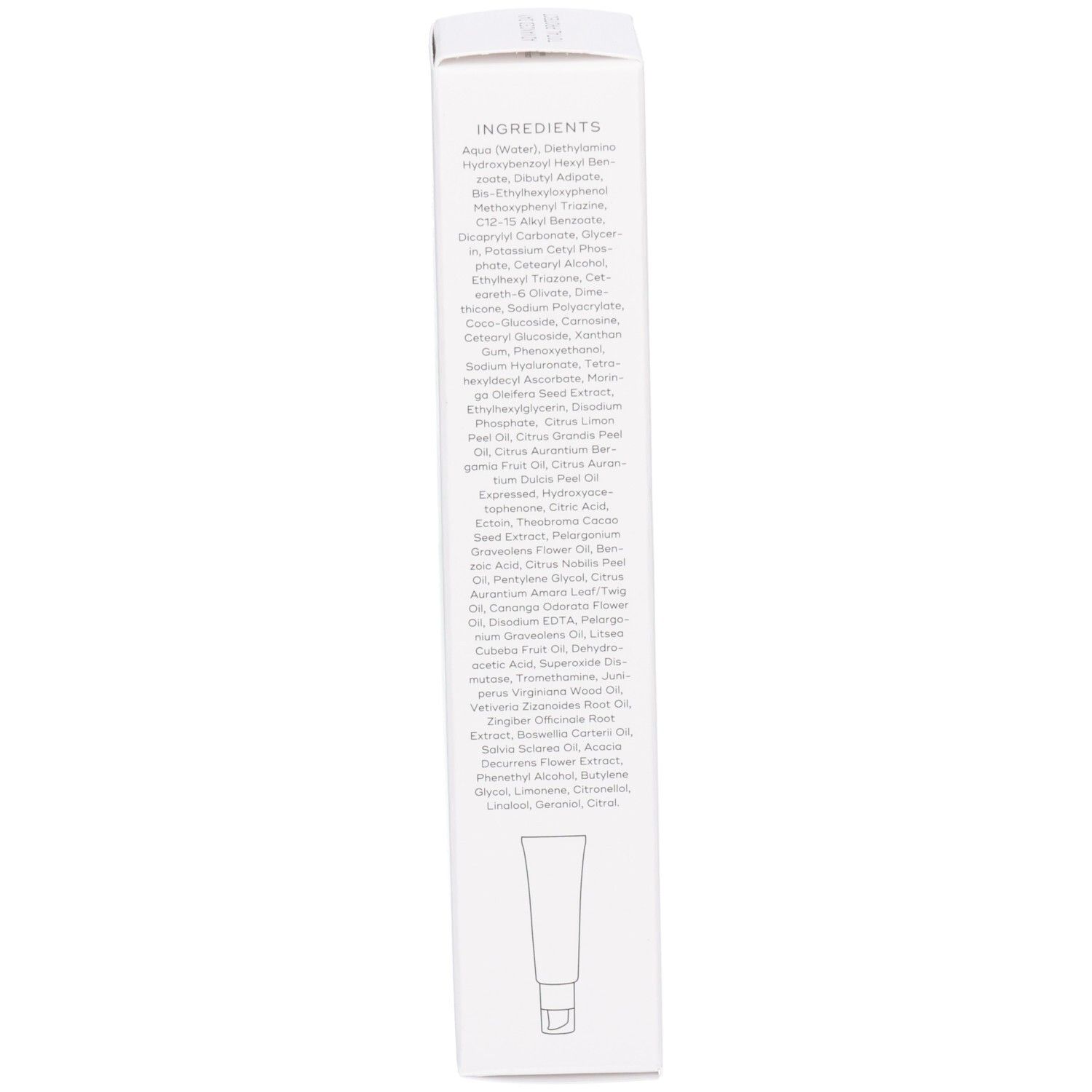 Zijkant van de Medik8 Advanced Day Total Protect doos met ingrediëntenlijst.
