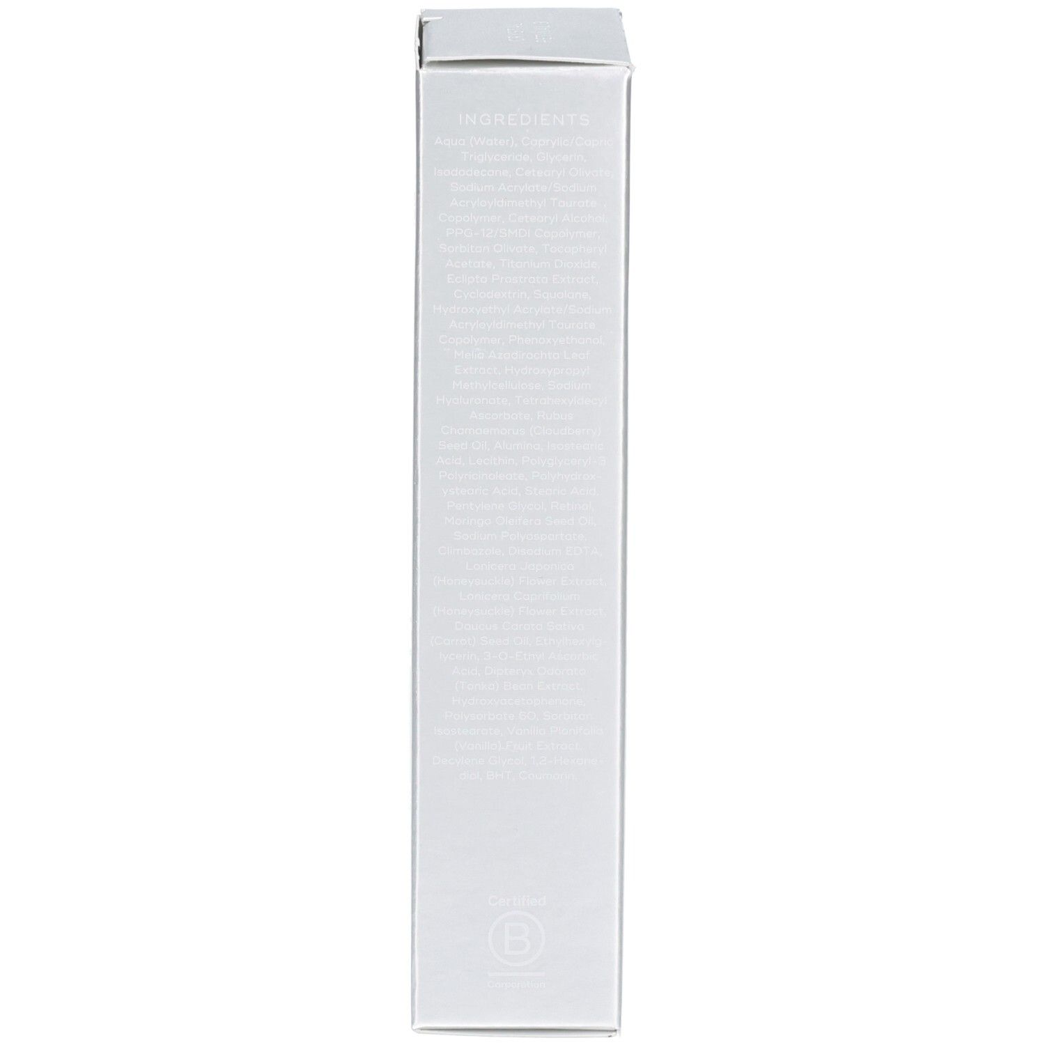Côté de la boîte de sérum Medik8 Crystal Retinol 3 avec ingrédients.