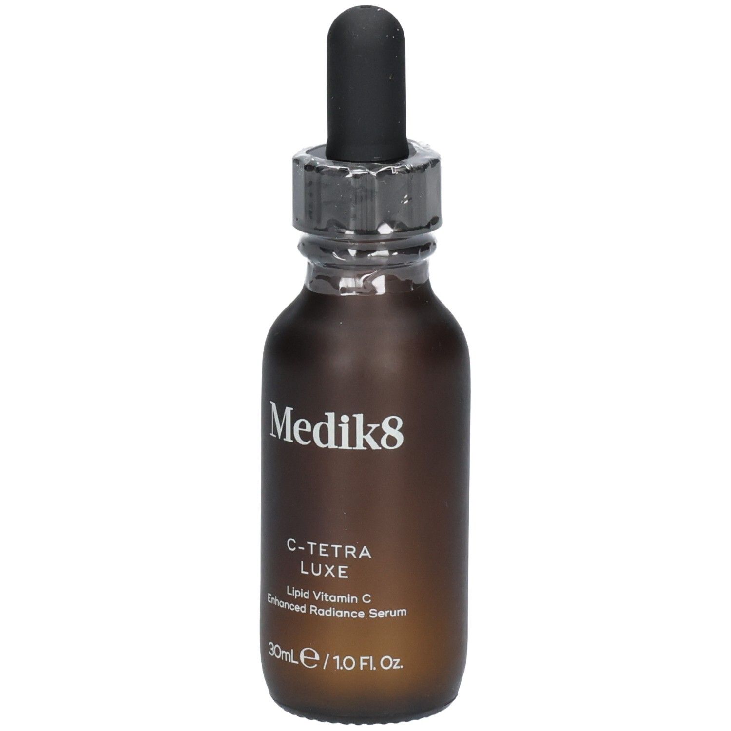Sérum Medik8 C-Tetra Luxe dans un flacon en verre brun avec compte-gouttes. 30ml.