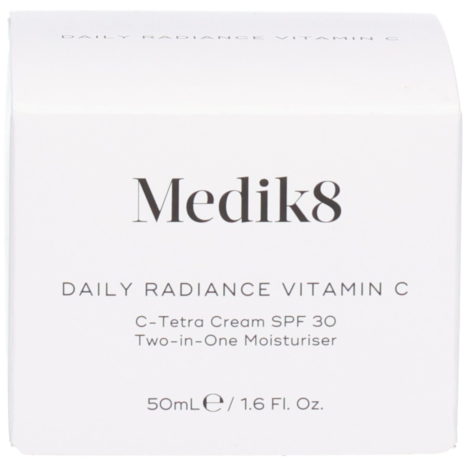 Verpakking van Medik8 C-Tetra Cream SPF 30, 50ml.