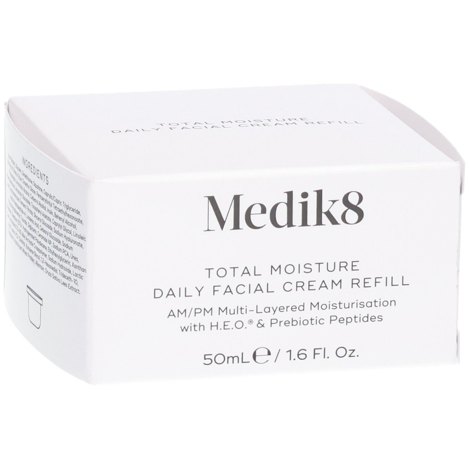 Medik8 Total Moisture Dagcrème Navulling, voorkant met productnaam en volume.