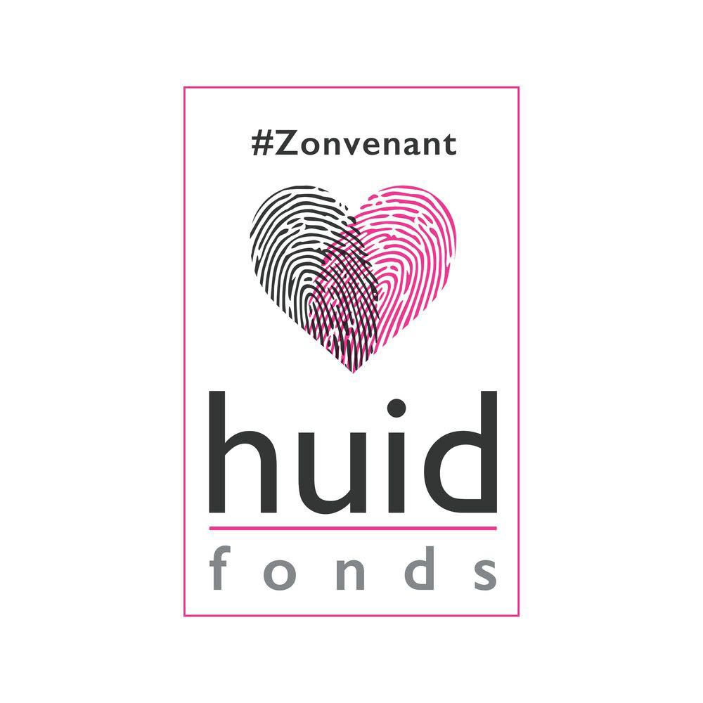 Logo de la fondation Huidfonds. Coeur fait d'empreintes digitales.