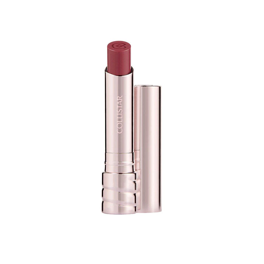 Collistar lipstick, geopend. Metalen huls, rode lipstick. Witte achtergrond.