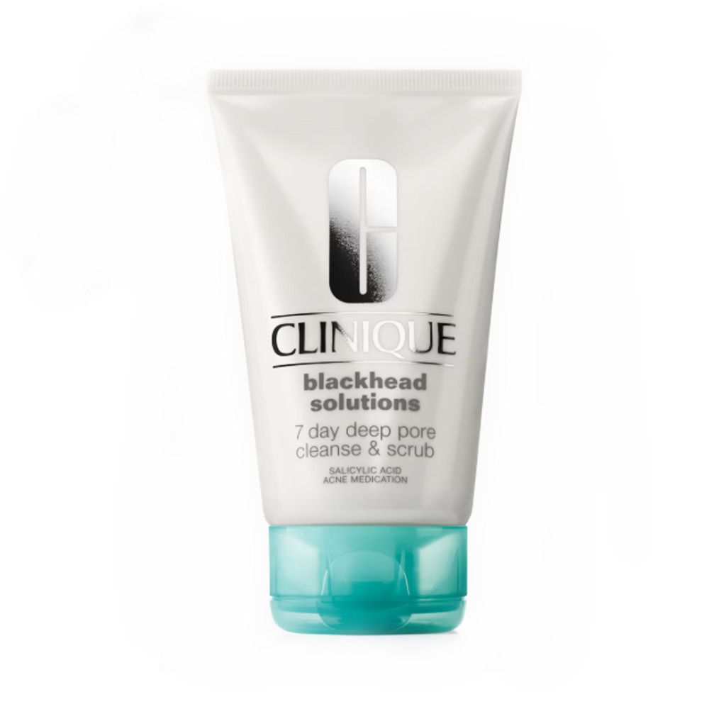 Clinique Blackhead Solutions 7 Day tube met diep reinigende porie scrub en turquoise dop.