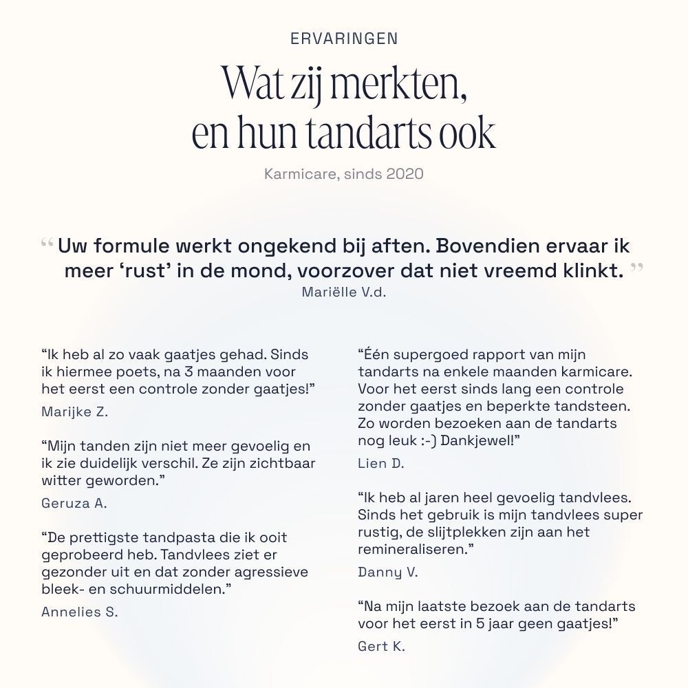 Pagina met klantbeoordelingen over mondverzorging.