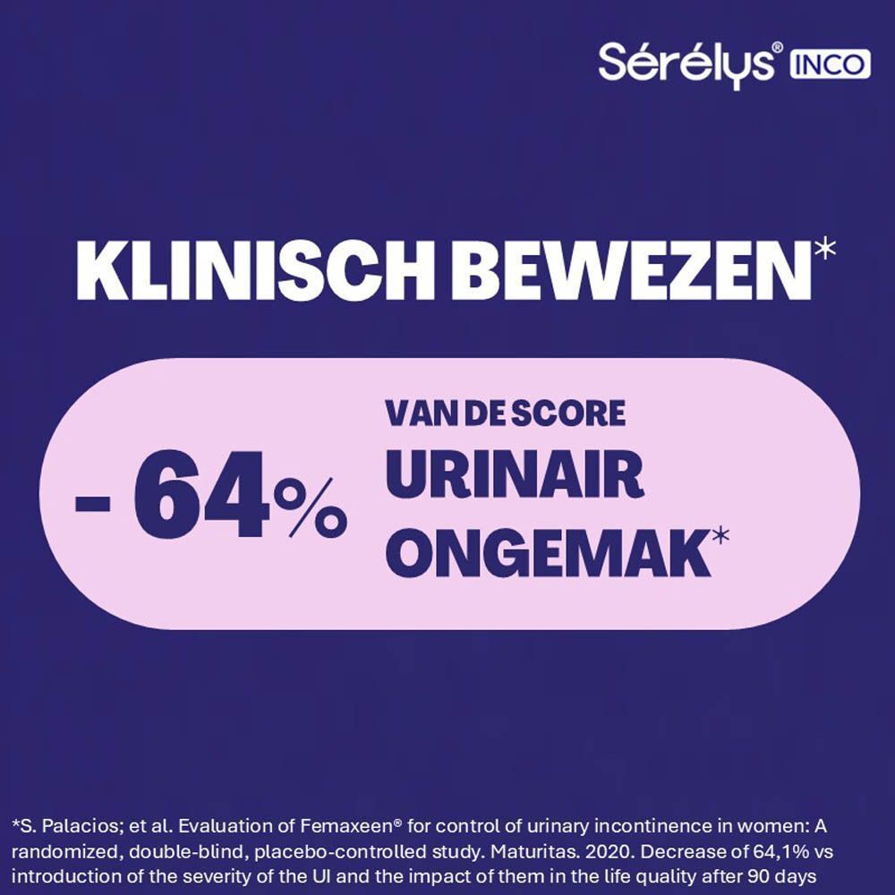 Klinisch bewezen: 64% minder urinair ongemak. Serelys Inco.