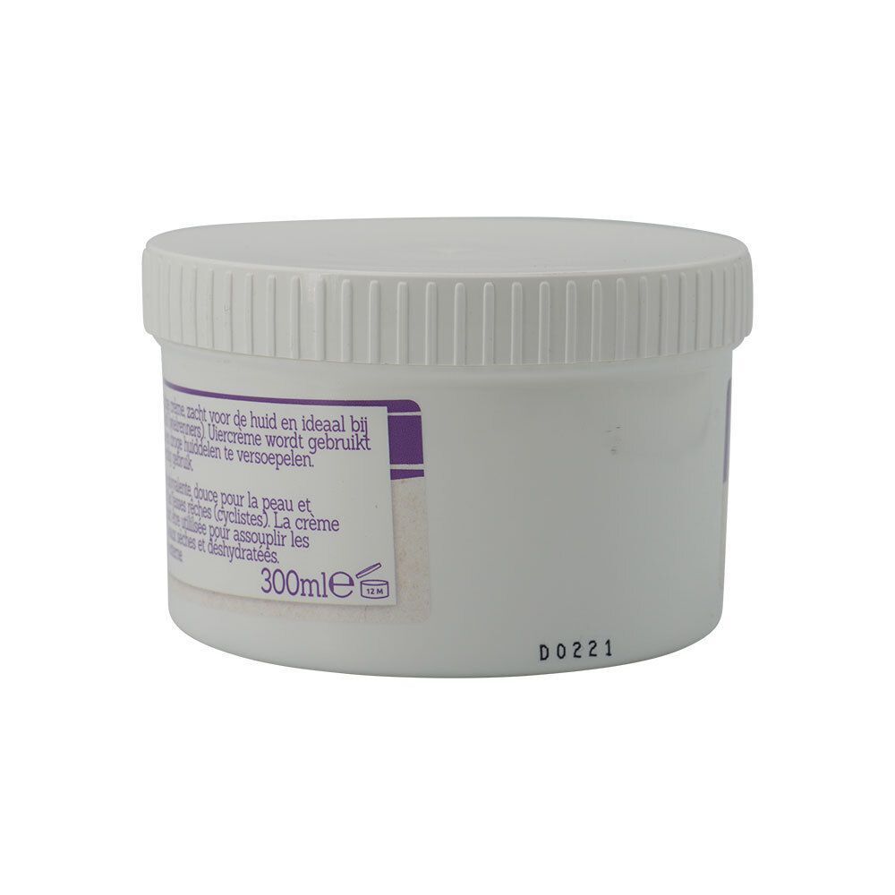 Witte pot met schroefdop. Etiket op de achterkant met tekst. Opschrift: 300ml.