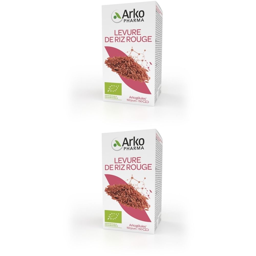 Boîte Arkocaps Levure de Riz Rouge Bio. Inscription rouge, label bio vert. Contient 50 gélules.