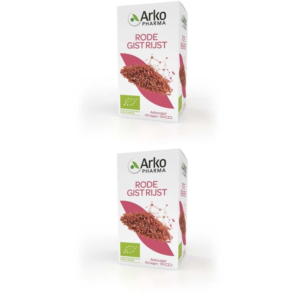 Doos Arkocaps Rode Gist Rijst. Rode tekst, groen bio-label. Bevat 50 capsules.