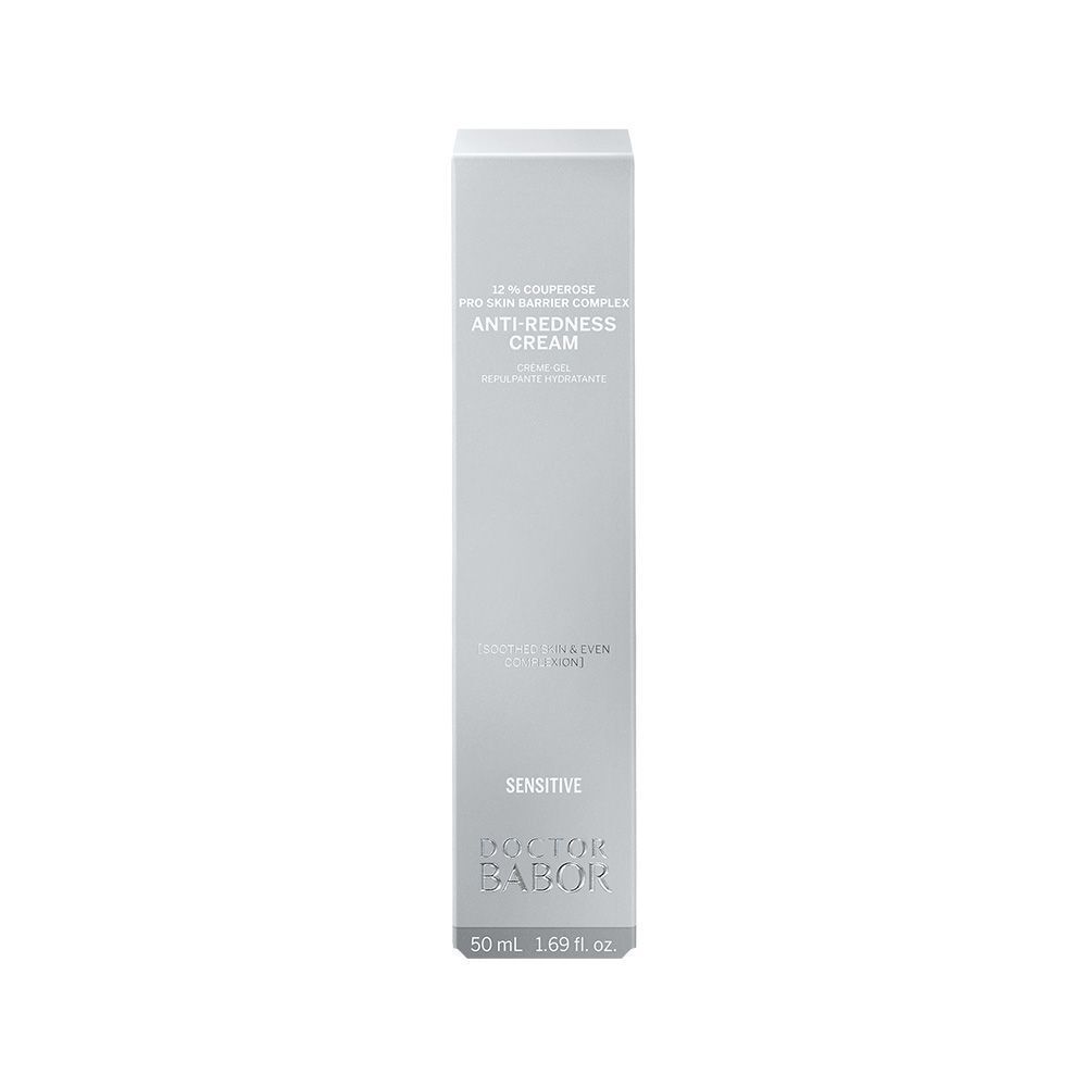 Boîte de crème. Inscription: Anti-Redness Cream, Doctor BABOR. En bas: 50 ml.