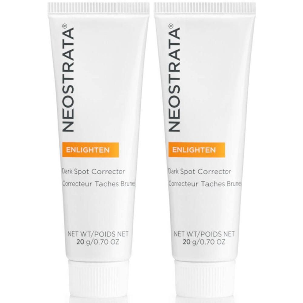 Twee tubes NEOSTRATA® Correcteur Taches Brunes. Wit, met tekst en oranje vlak. 20 g.
