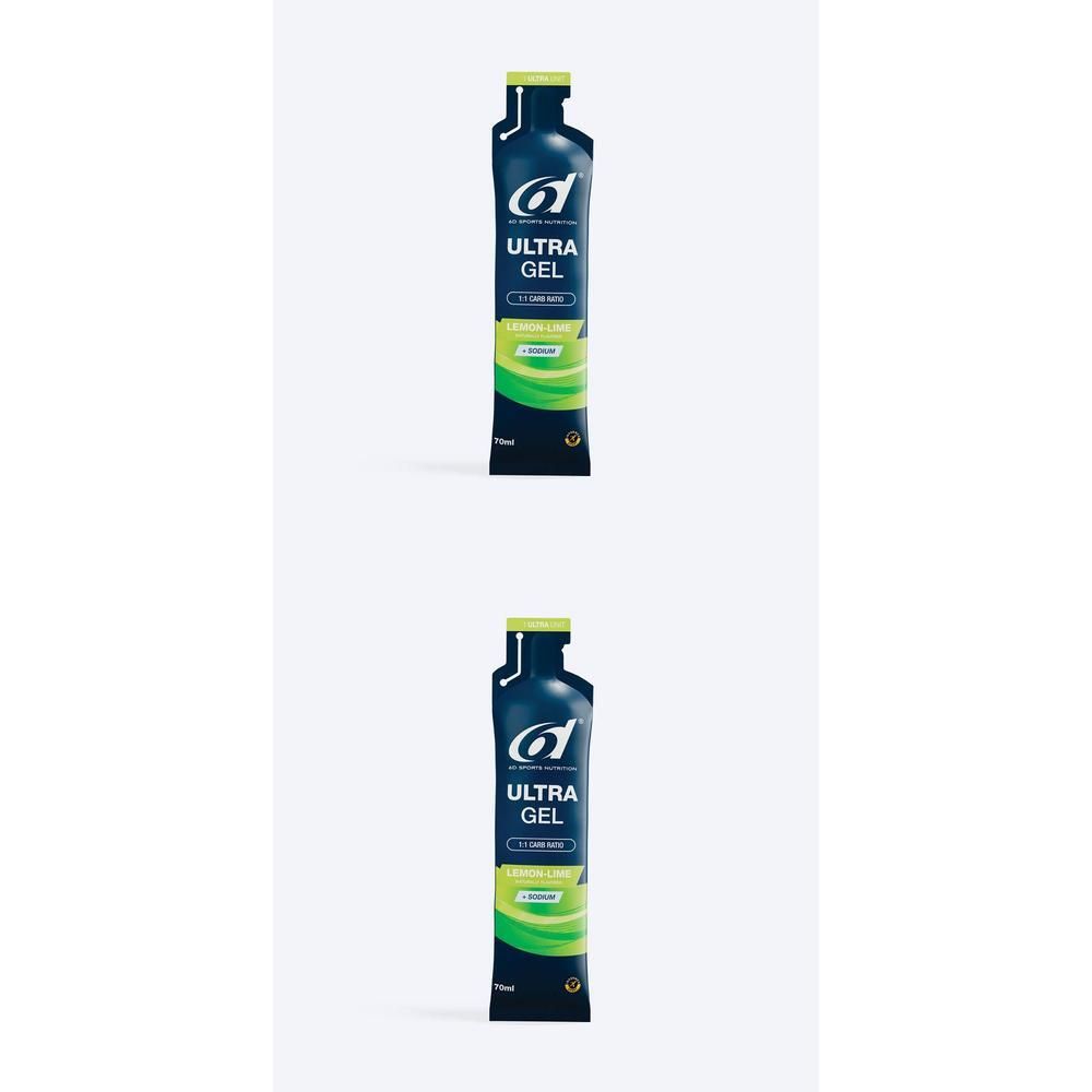 Deux sachets de 6d Ultra Gel Lemon-lime. Emballage bleu foncé avec bouchon jaune. Inscription: Ultra Gel, Lemon-lime.