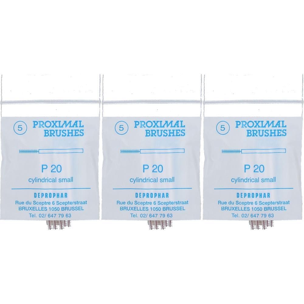 Trois sachets "PROXIMAL BRUSHES P 20 cylindrical small". Marque "DEPROPHAR".
