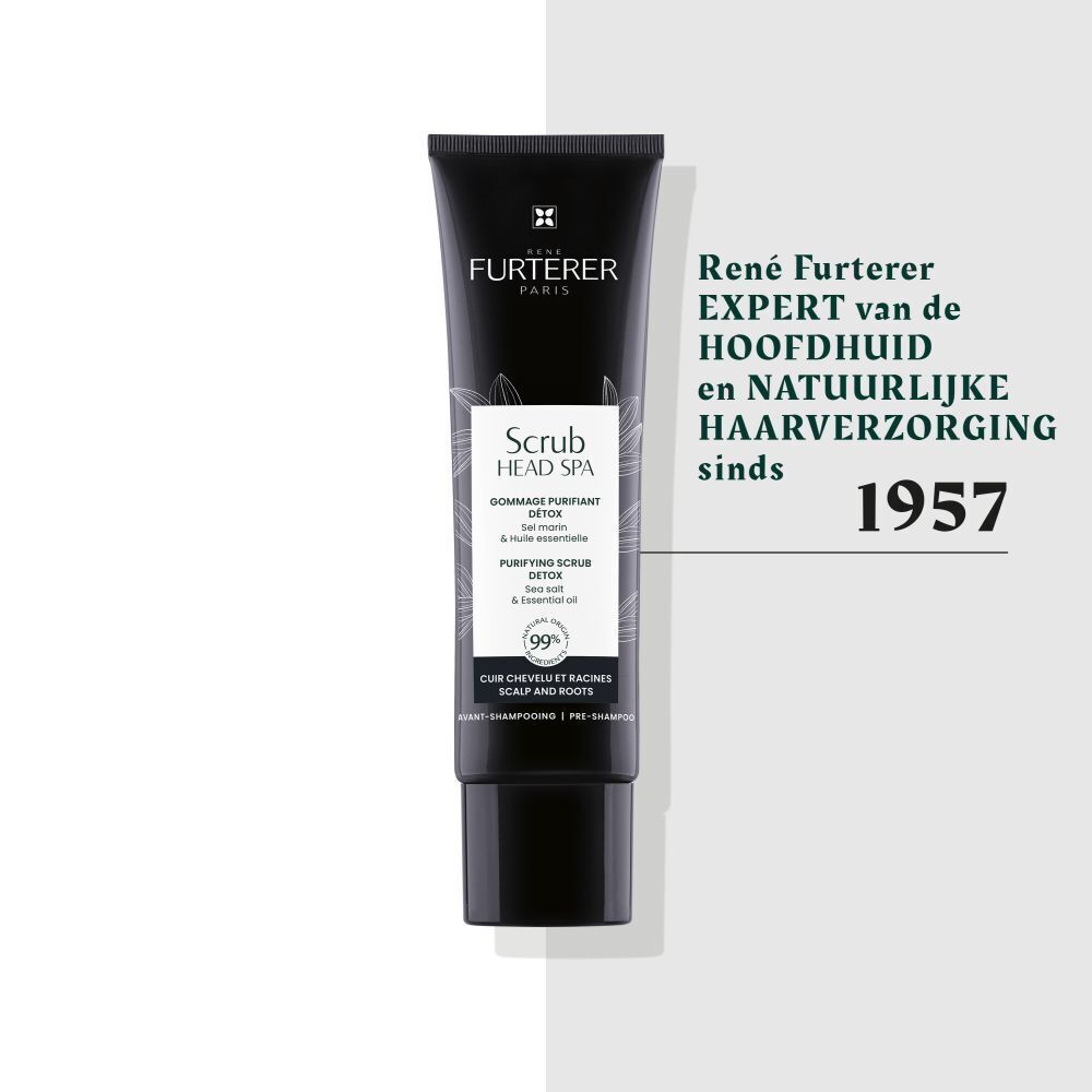 Zwarte tube René Furterer EXPERT van de hoofdhuid en natuurlijke haarverzorging sinds 1957.