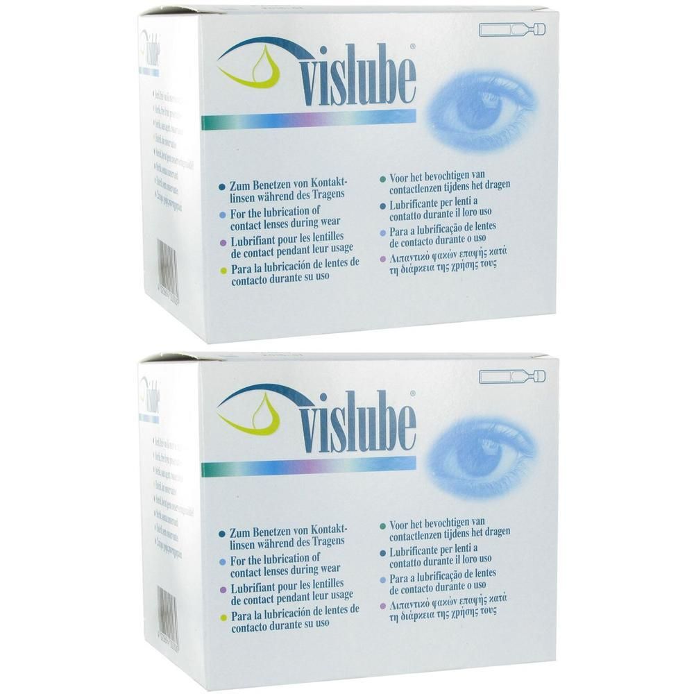 Deux boîtes blanches avec le logo Vislube. Texte en plusieurs langues, dont l'allemand et le français, sur l'emballage.