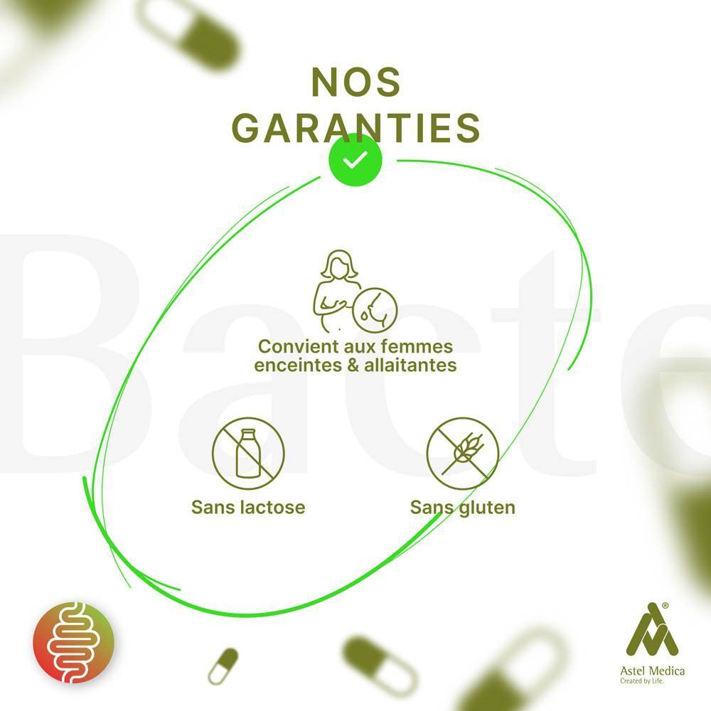 Bactecal GE avec garanties : Convient aux femmes enceintes, sans lactose, sans gluten.