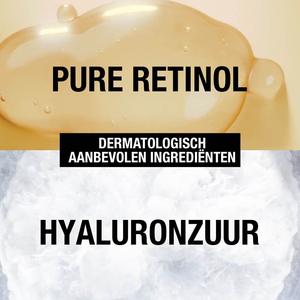 Close-up van pure retinol en antioxidanten. Dermatologisch aanbevolen ingrediënten.