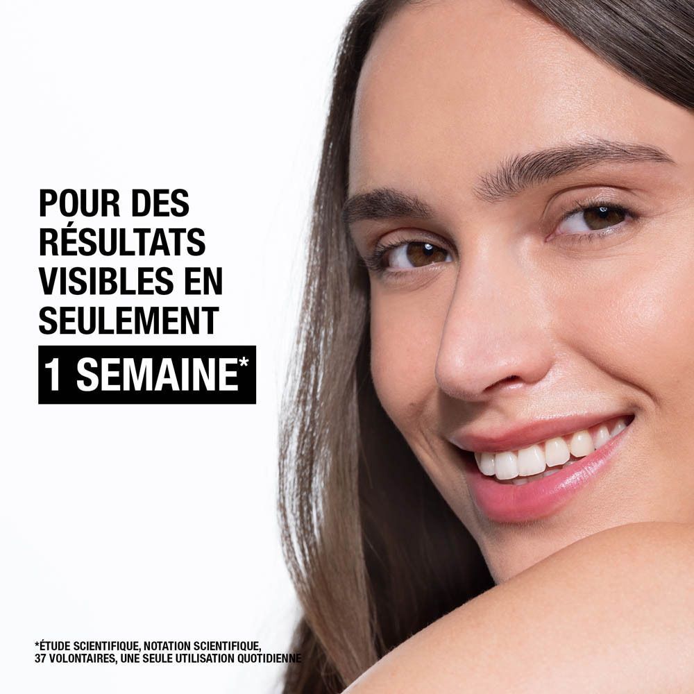 Femme avec visage. Texte: Résultats visibles en 1 semaine.