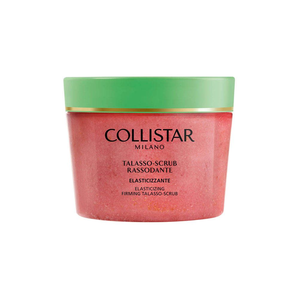 Roze scrub in pot. Groen deksel. Productnaam: Collistar. Productaanduiding: Talasso-Scrub.