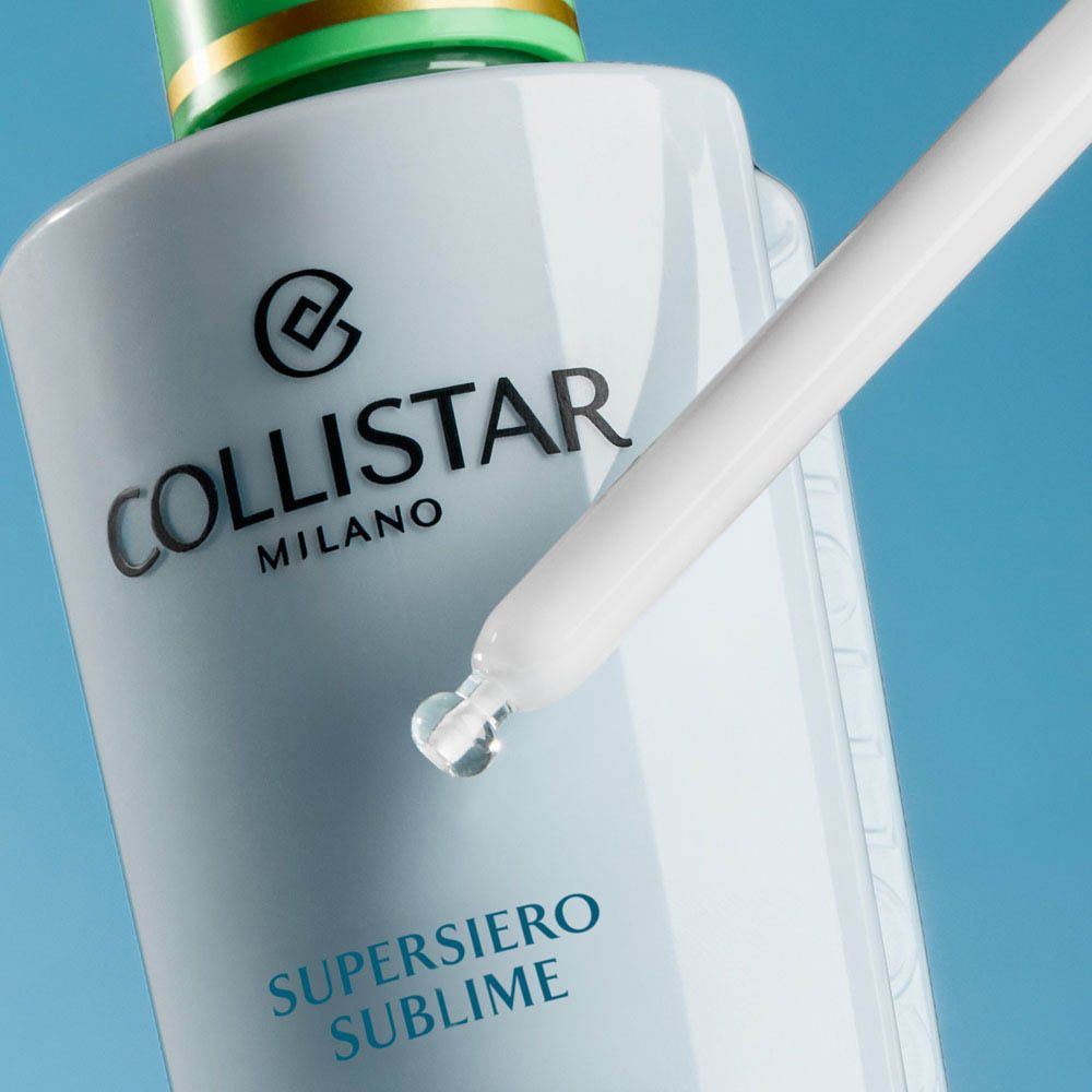 Collistar Hydra-Illuminating Renewing Sublime Superserum fles naast de bijpassende verpakking.