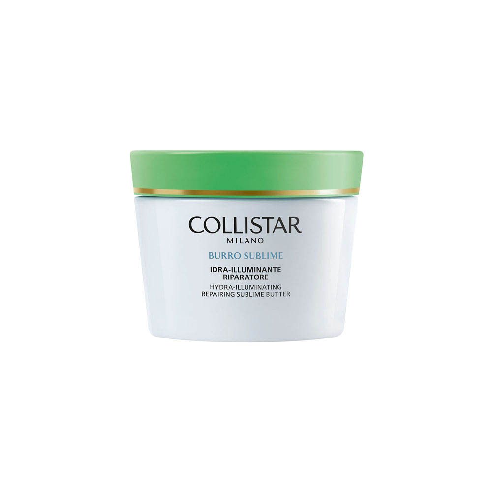Collistar Sublime Butter: witte pot met lichtgroen deksel en gouden band.