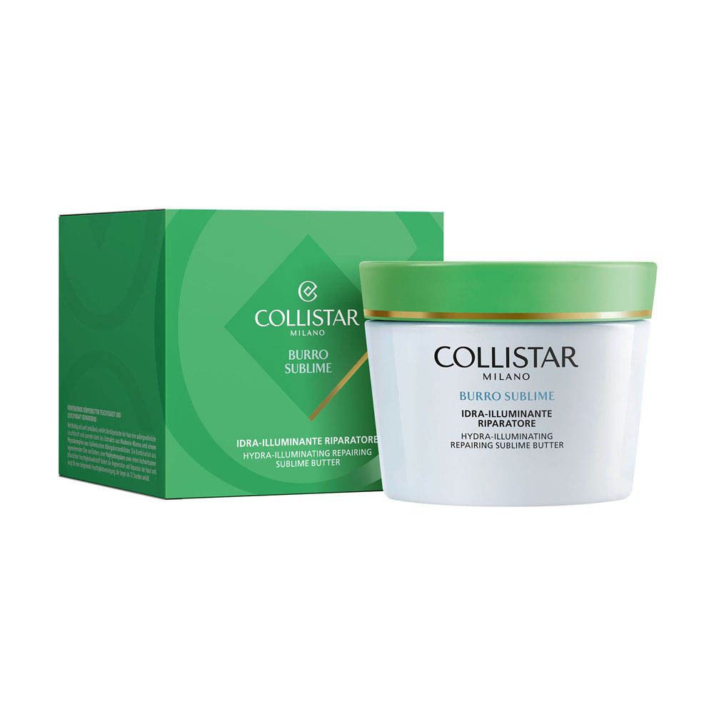 Achterkant van de Collistar Sublime Butter pot met productinformatie en 200ml vermelding.
