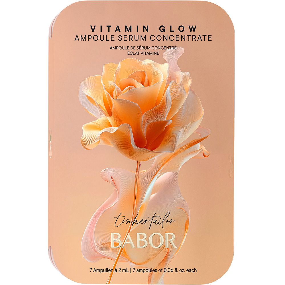 Roze verpakking met productnaam en bloemmotief. Merk: Babor. Bevat 7 ampullen.
